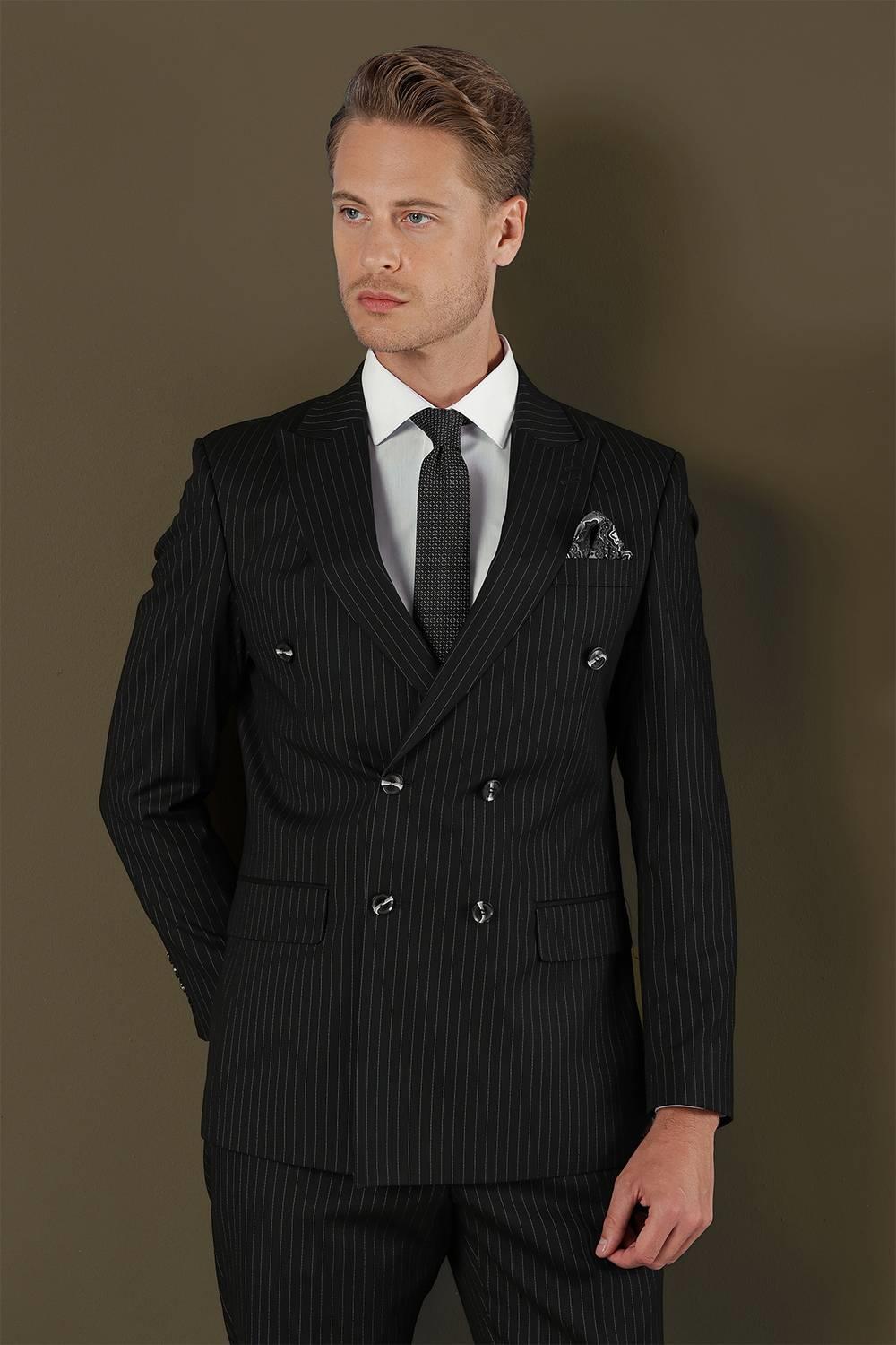 TK 879 Slim Fit Siyah Klasik Takım Elbise