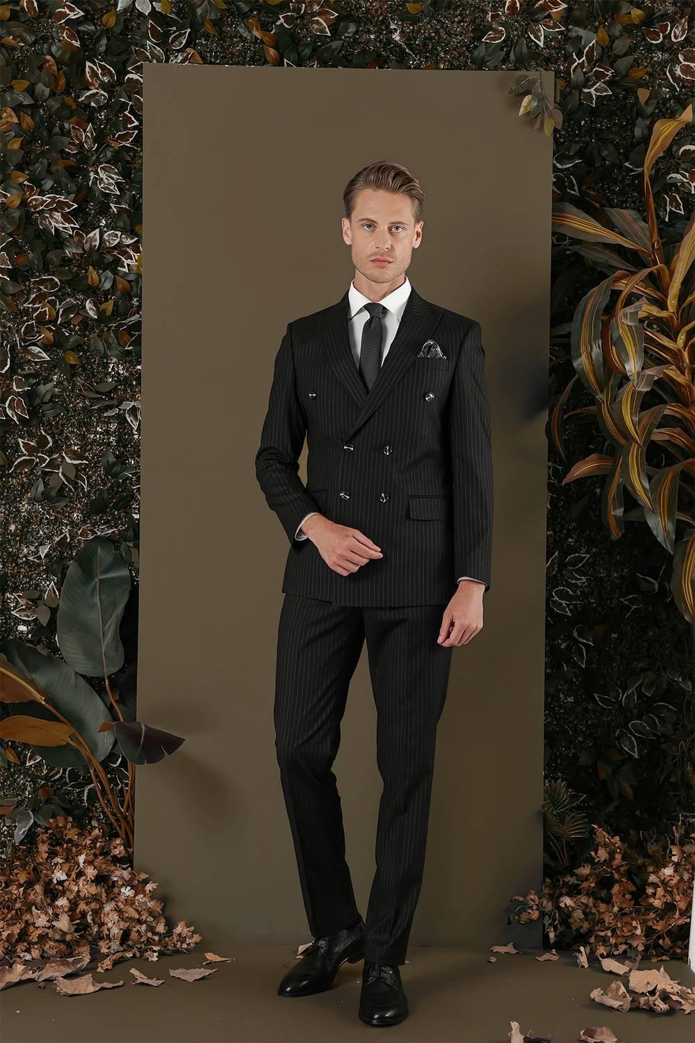 TK 879 Slim Fit Siyah Klasik Takım Elbise