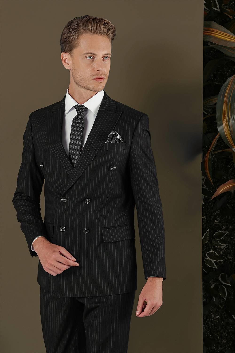 TK 879 Slim Fit Siyah Klasik Takım Elbise