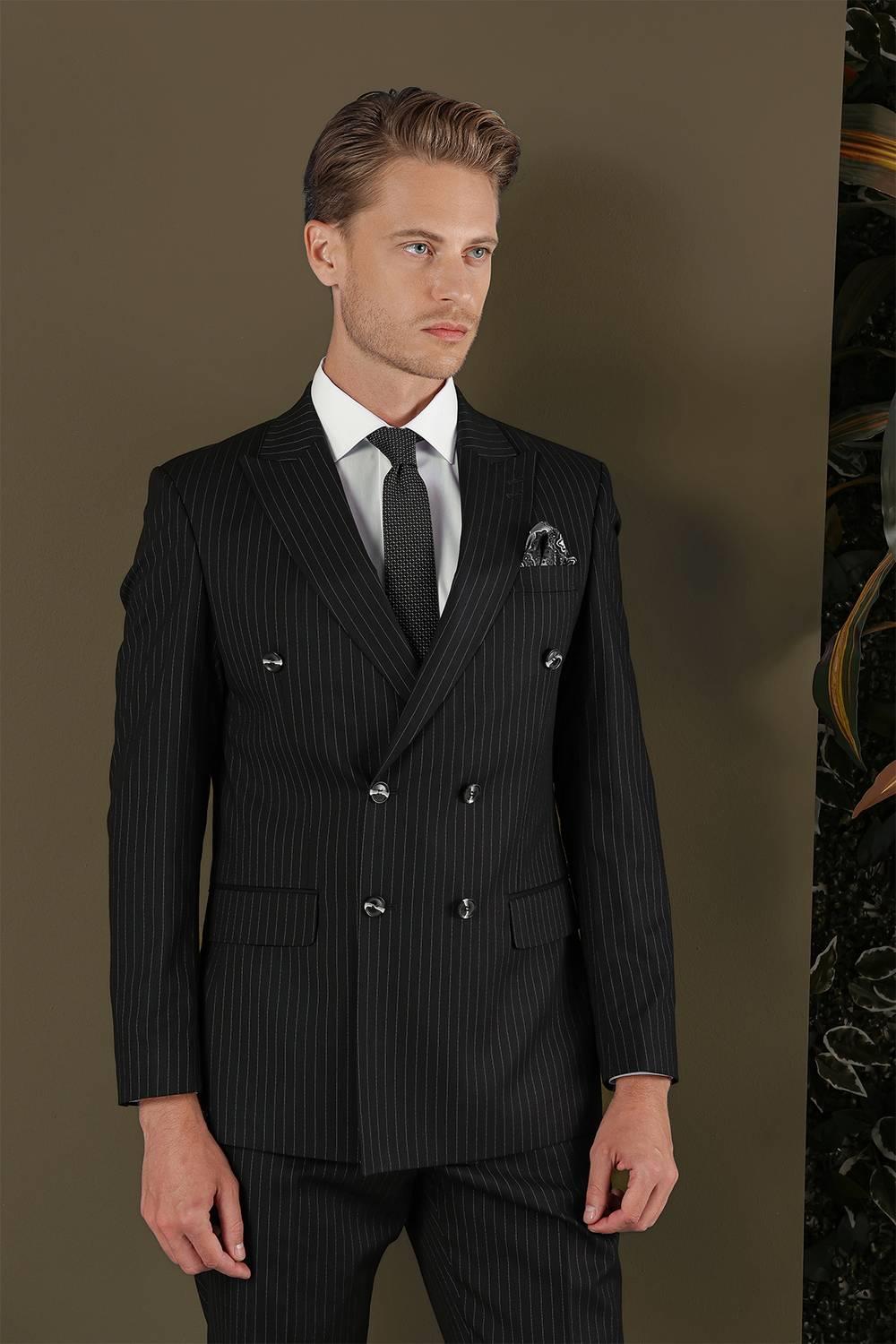 TK 879 Slim Fit Siyah Klasik Takım Elbise