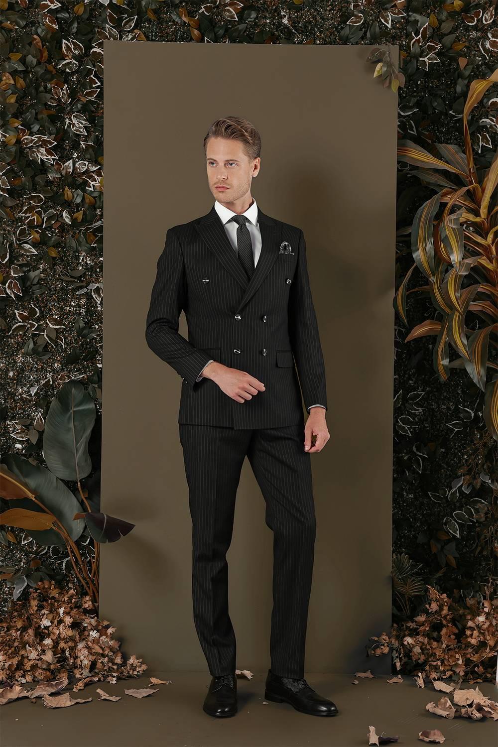 TK 879 Slim Fit Siyah Klasik Takım Elbise