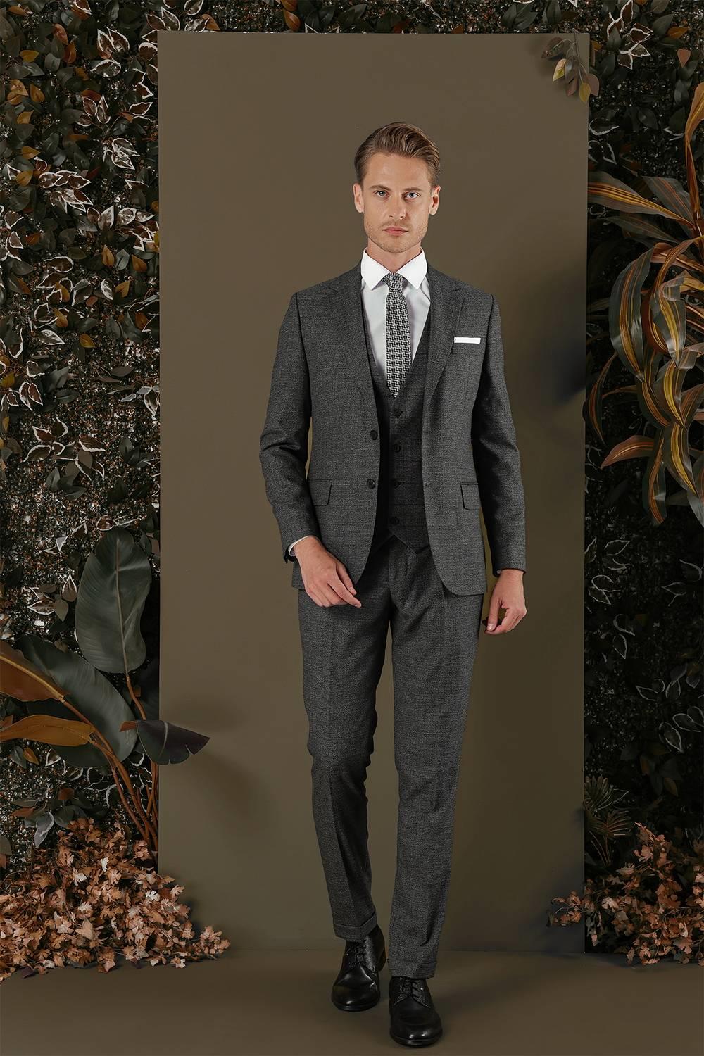 TK 880 Slim Fit Antrasit Klasik Takım Elbise