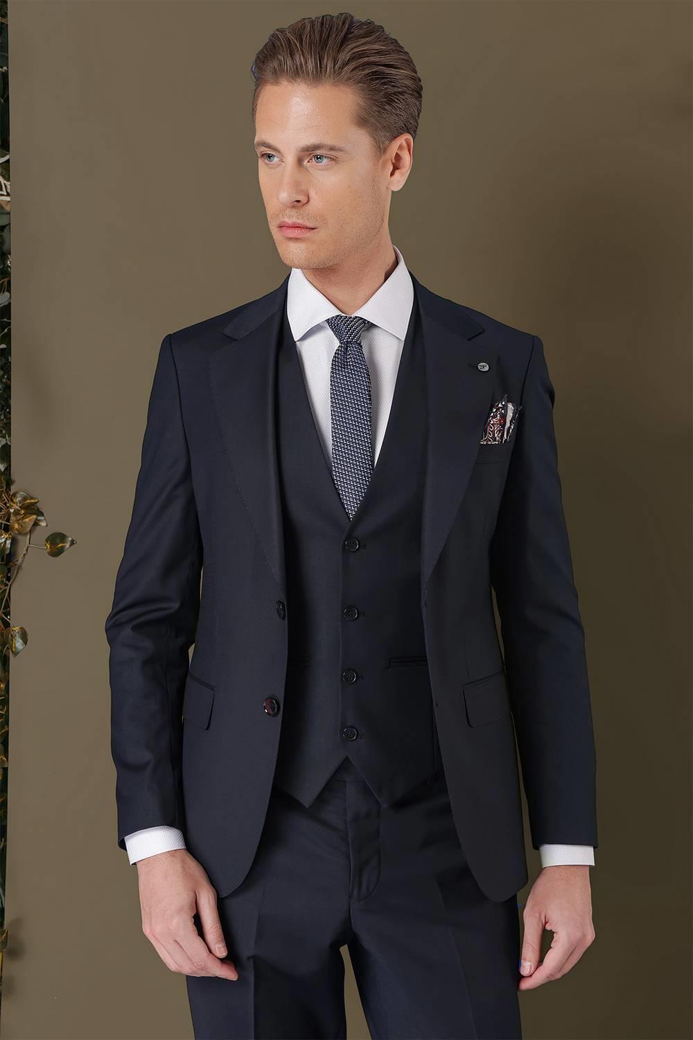 TK 881 Slim Fit Lacivert Klasik Takım Elbise