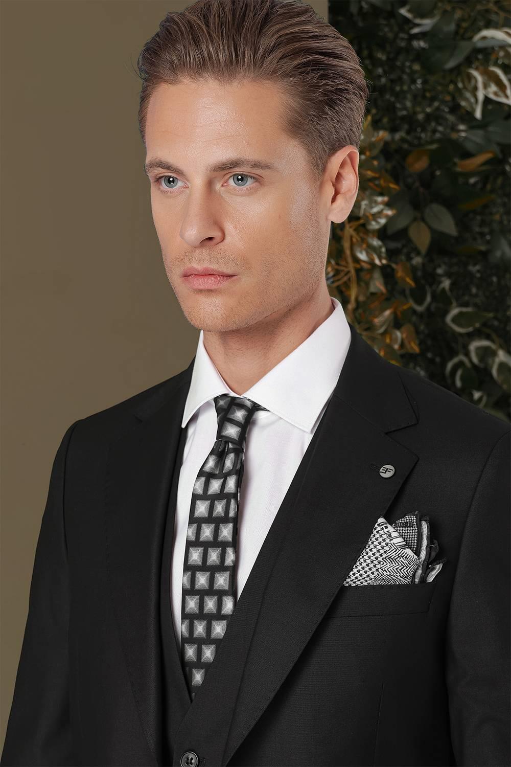 TK 881 Slim Fit Siyah Klasik Takım Elbise