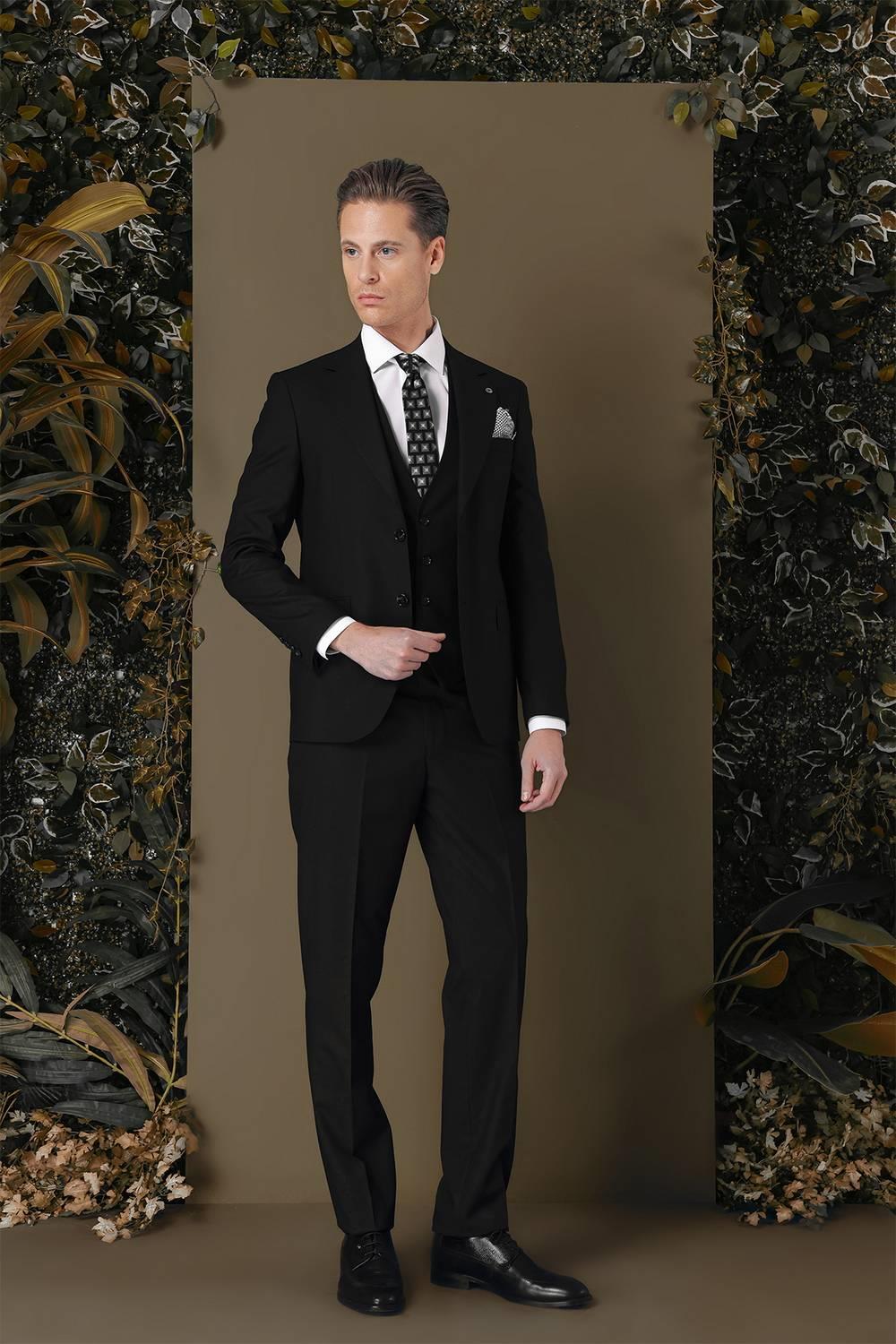 TK 881 Slim Fit Siyah Klasik Takım Elbise