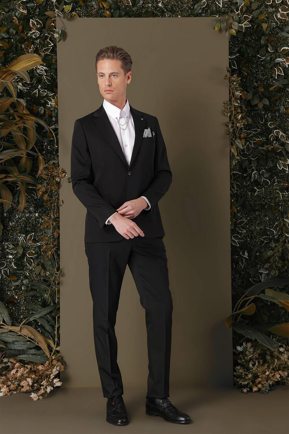 TK 882 Slim Fit Siyah Klasik Takım Elbise