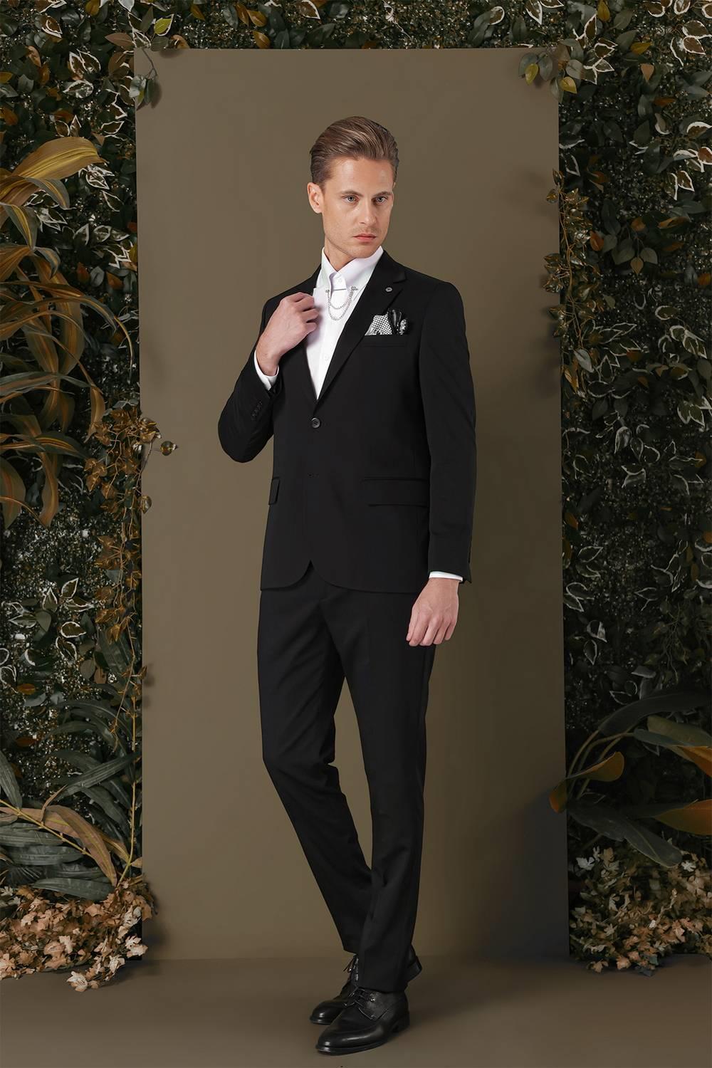 TK 882 Slim Fit Siyah Klasik Takım Elbise