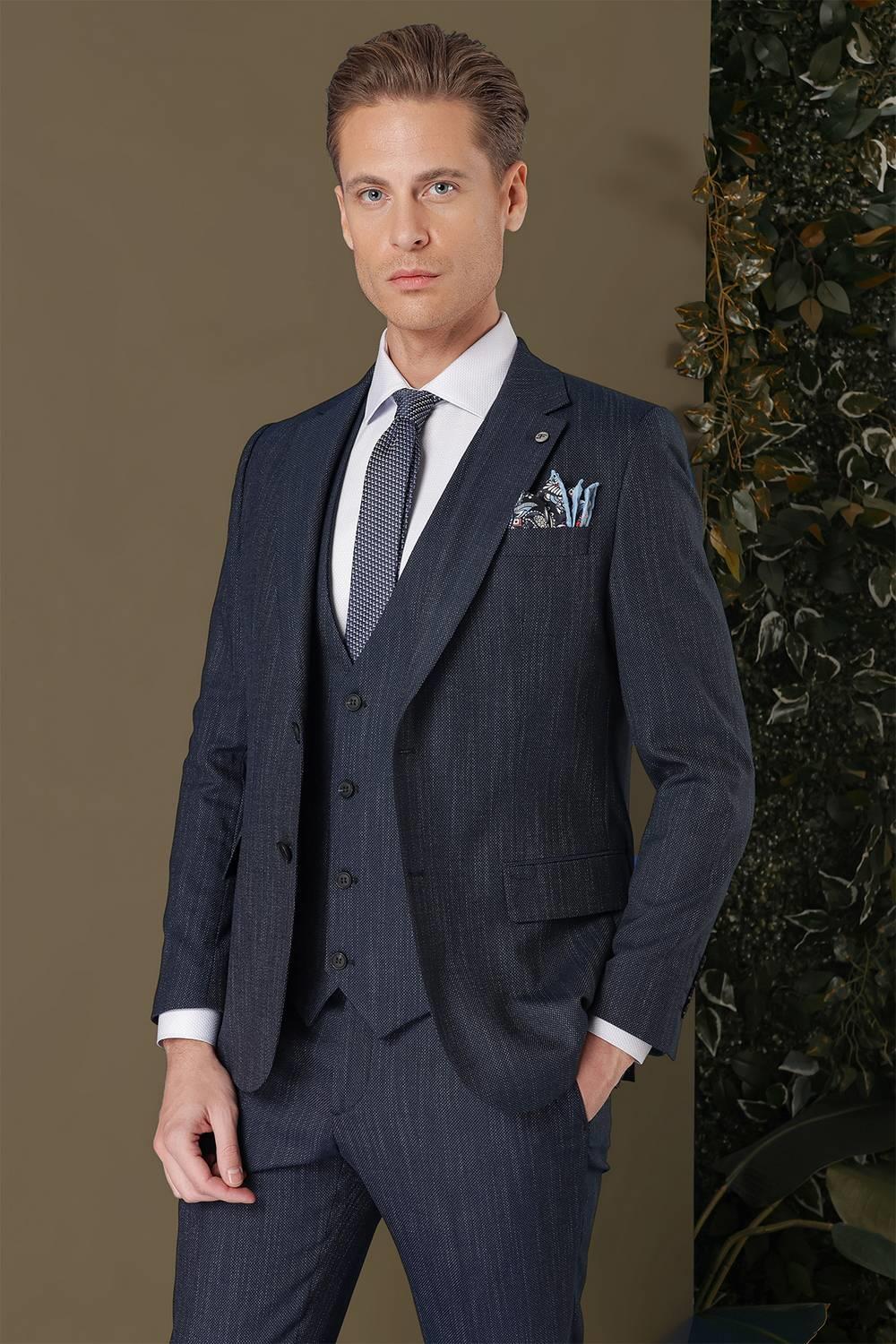 TK 883 Slim Fit Lacivert Klasik Takım Elbise