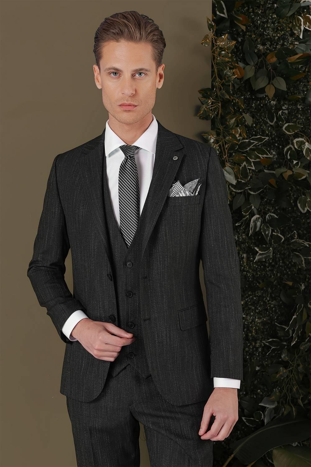 TK 883 Slim Fit Siyah Klasik Takım Elbise