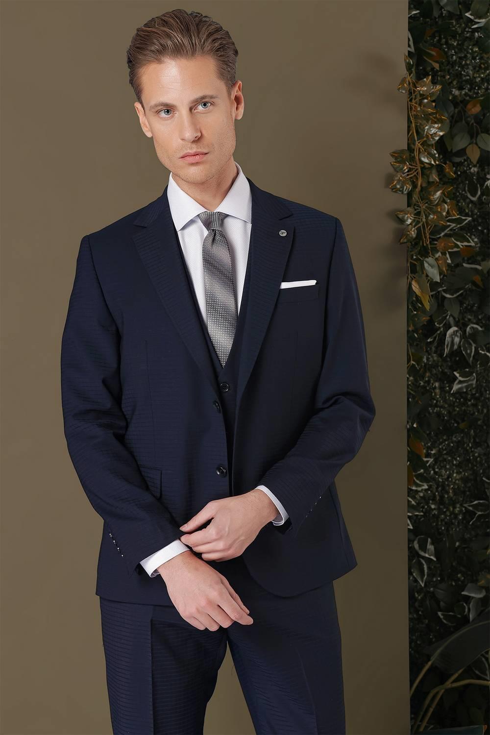 TK 887 Slim Fit Lacivert Klasik Takım Elbise