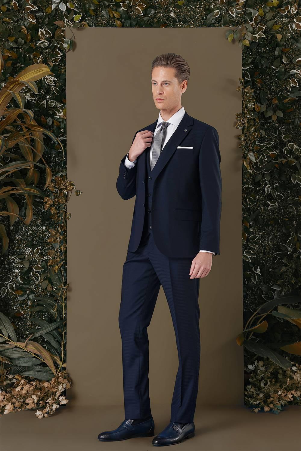 TK 887 Slim Fit Lacivert Klasik Takım Elbise