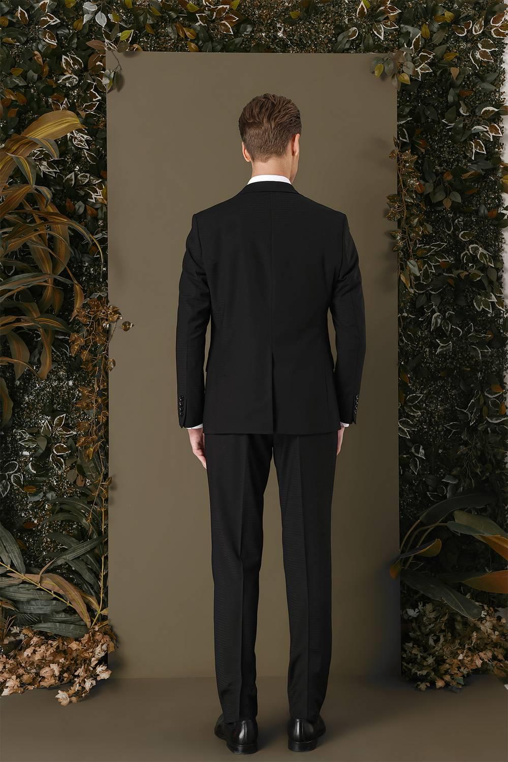 TK 887 Slim Fit Siyah Klasik Takım Elbise
