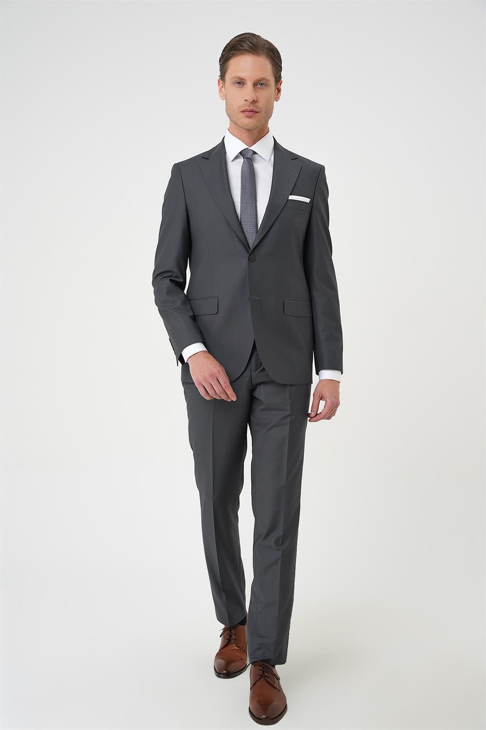 TK 892 Slim Fit Füme Klasik Takım Elbise