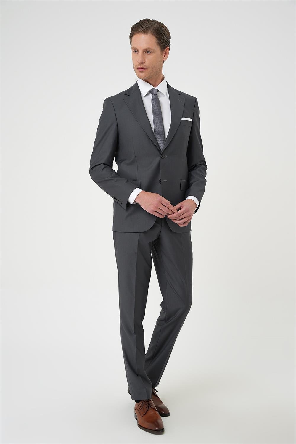TK 892 Slim Fit Füme Klasik Takım Elbise