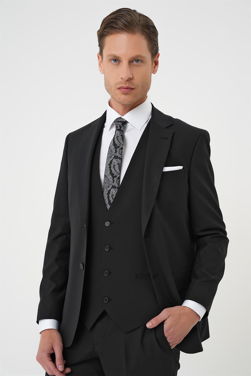 TK 894 Slim Fit Siyah Klasik Takım Elbise