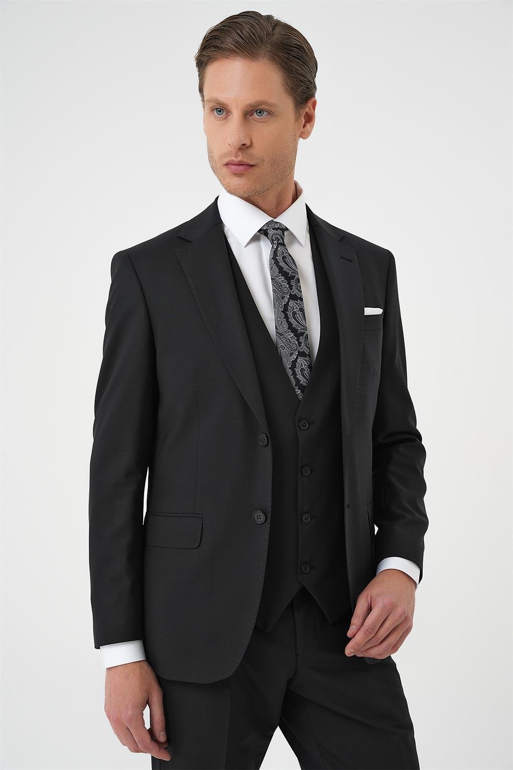 TK 894 Slim Fit Siyah Klasik Takım Elbise