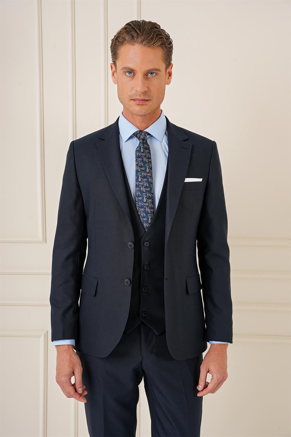TK 896 Slim Fit Lacivert Klasik Takım Elbise