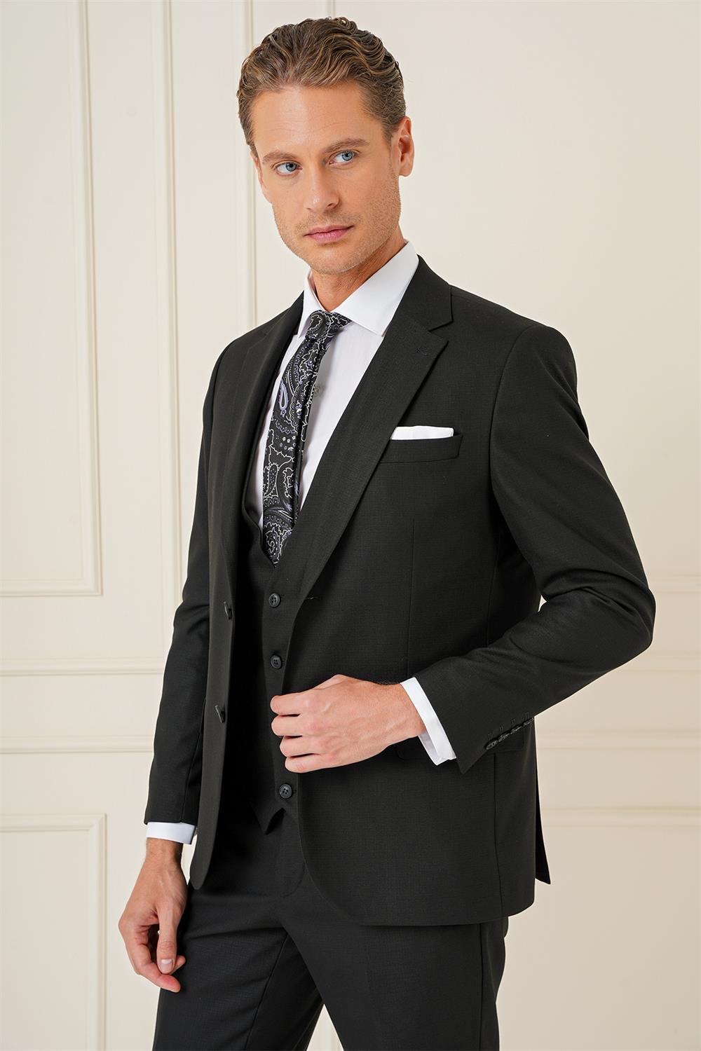 TK 896 Slim Fit Siyah Klasik Takım Elbise