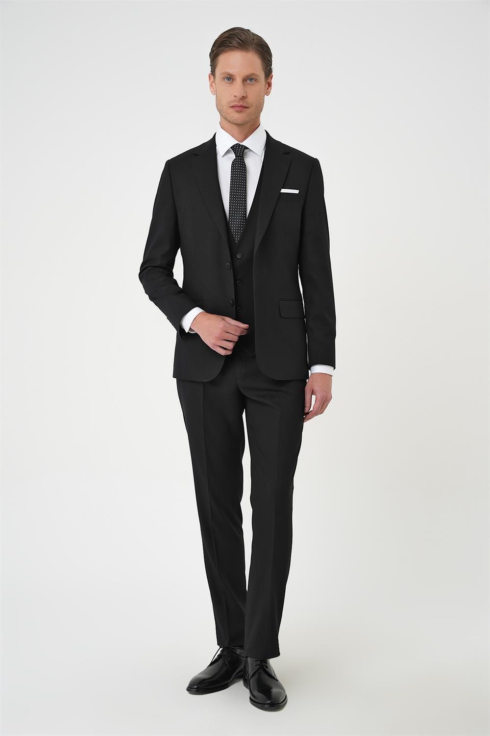 TK 898 Slim Fit Siyah Klasik Takım Elbise