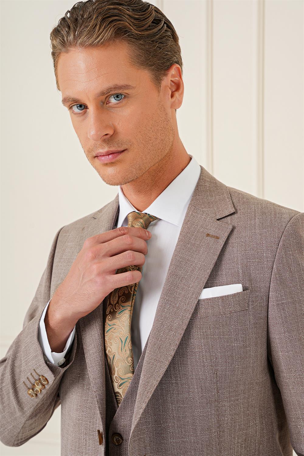 TK 902 Slim Fit Vizon Klasik Takım Elbise