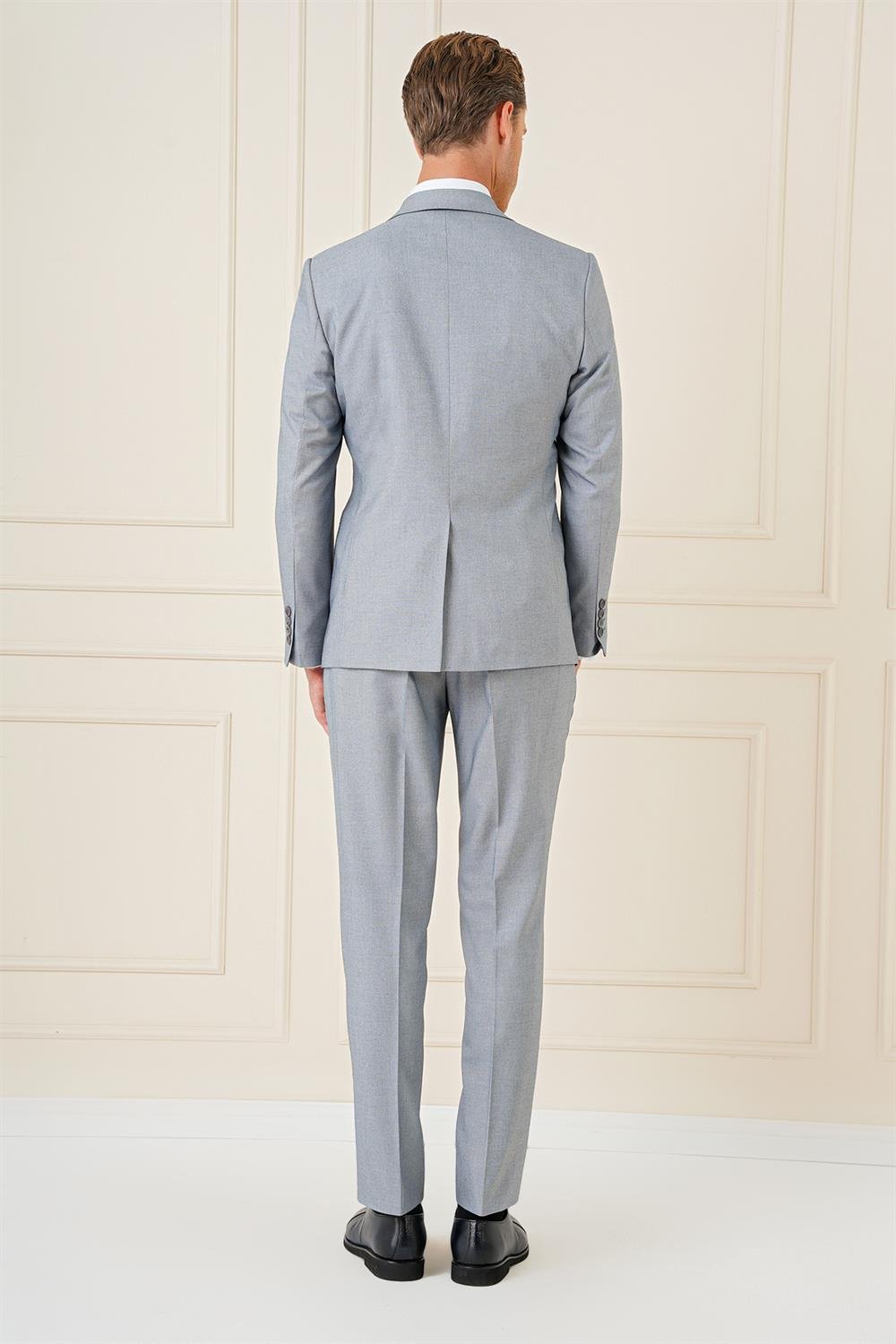 TK 903 Slim Fit Gri Klasik Takım Elbise