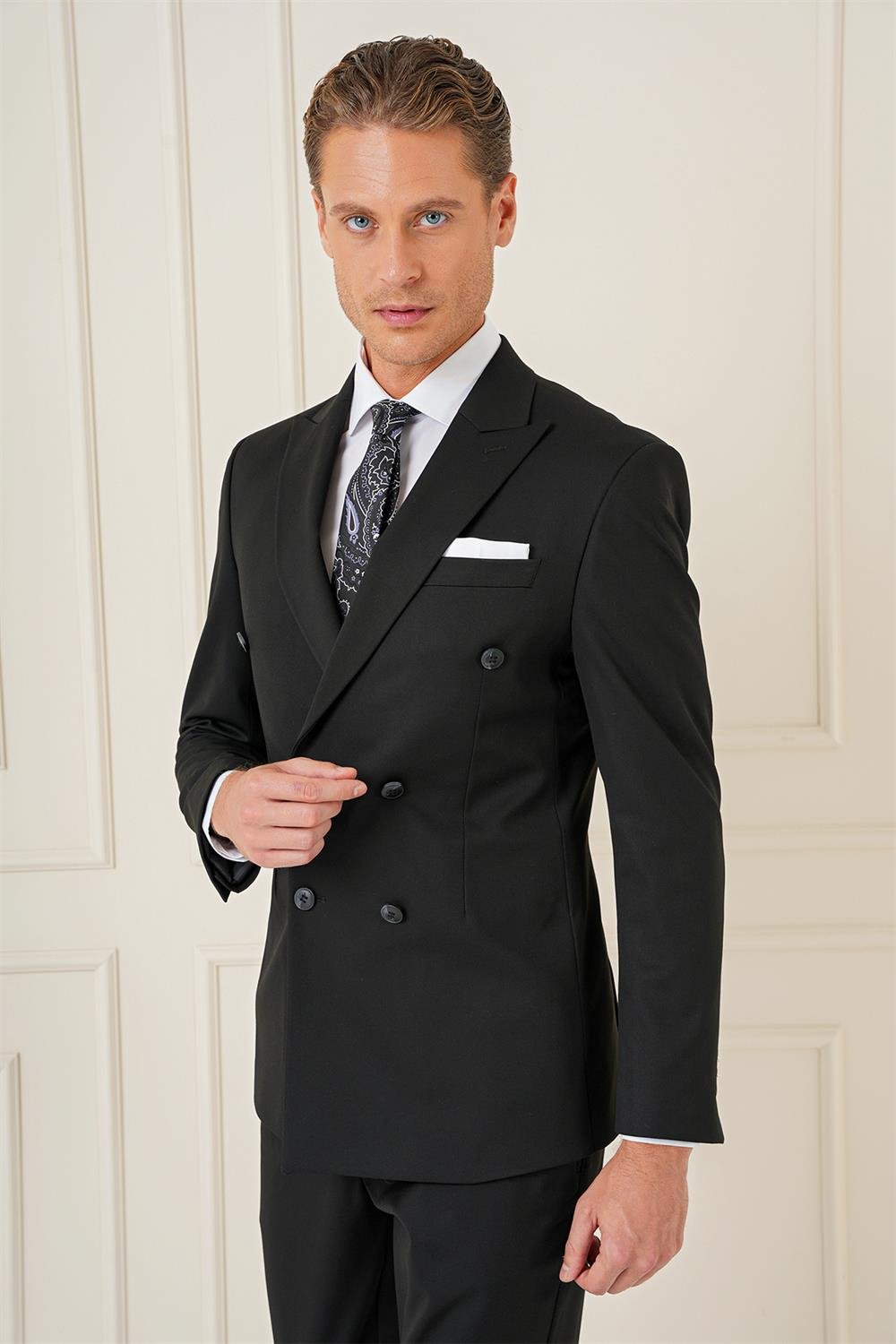 TK 905 Slim Fit Siyah Spor Takım Elbise