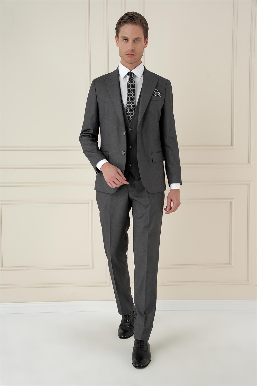 TK 907 Slim Fit Füme Spor Takım Elbise