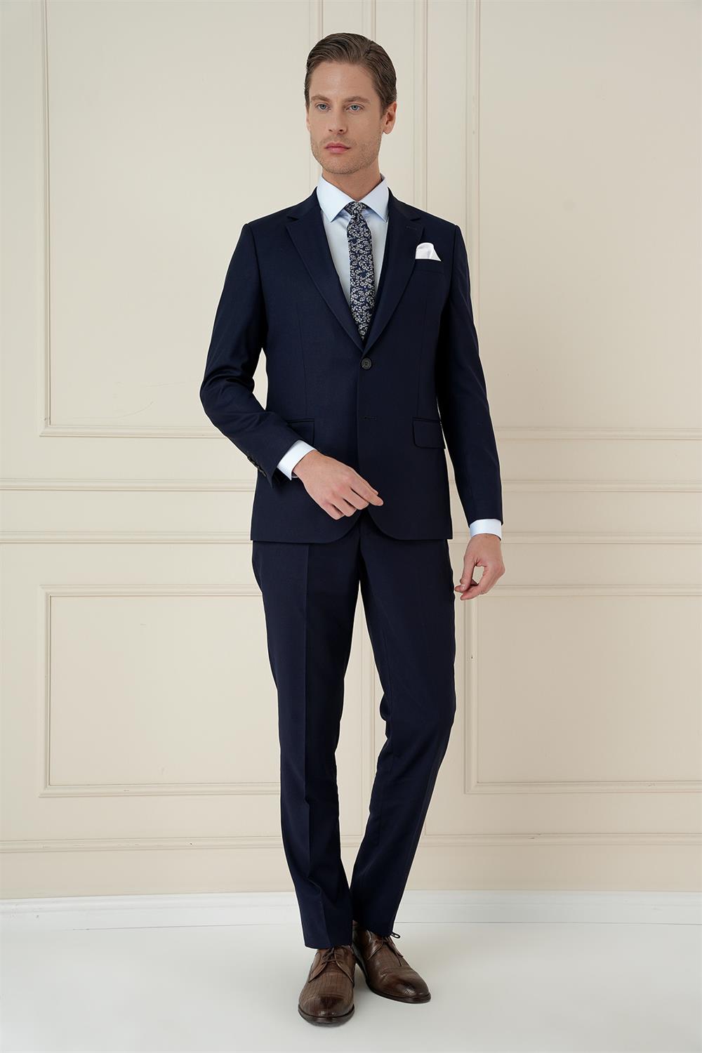 TK 908 Slim Fit Lacivert Spor Takım Elbise