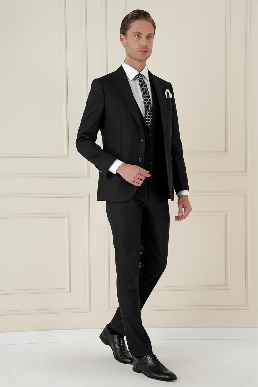 TK 911 Slim Fit Siyah Spor Takım Elbise