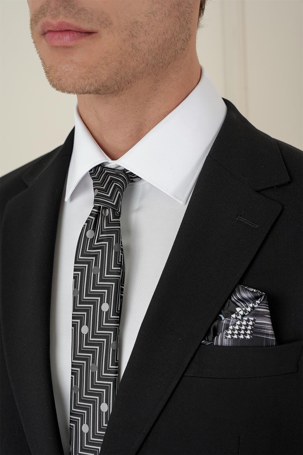 Tk 912 Slim Fit Çift Yırtmaç Mono Yaka Klasik Siyah Takım Elbise