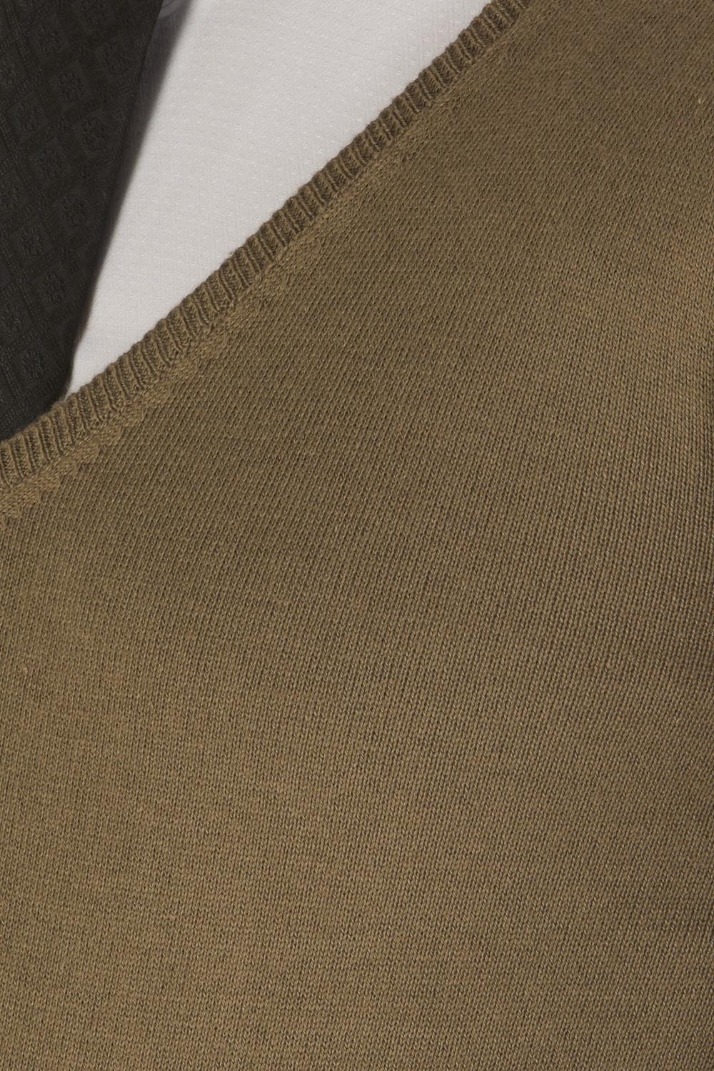 TR 791 Slim Fit Haki V Yaka Triko