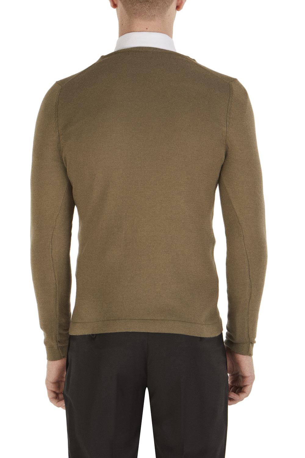 TR 791 Slim Fit Haki V Yaka Triko