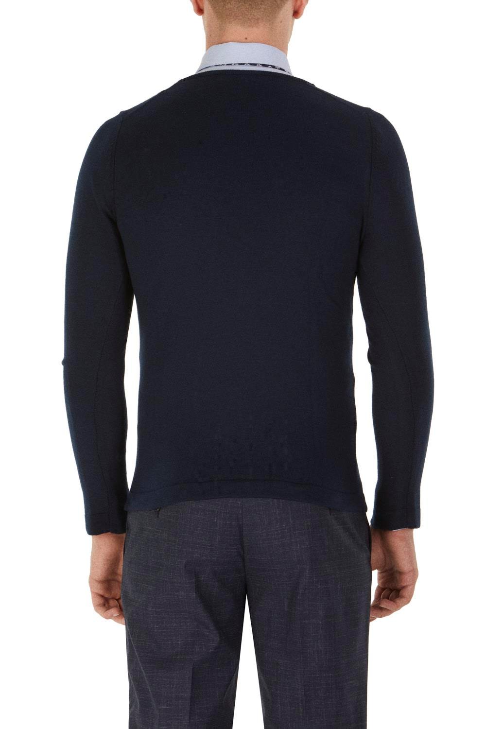 TR 791 Slim Fit Lacivert V Yaka Triko