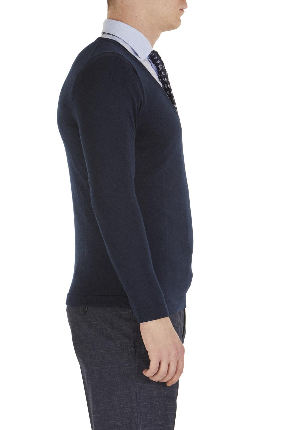 TR 791 Slim Fit Lacivert V Yaka Triko