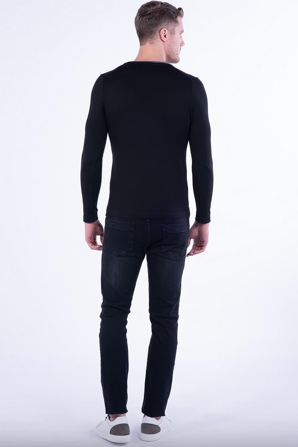TR 791 Slim Fit Siyah V Yaka Triko