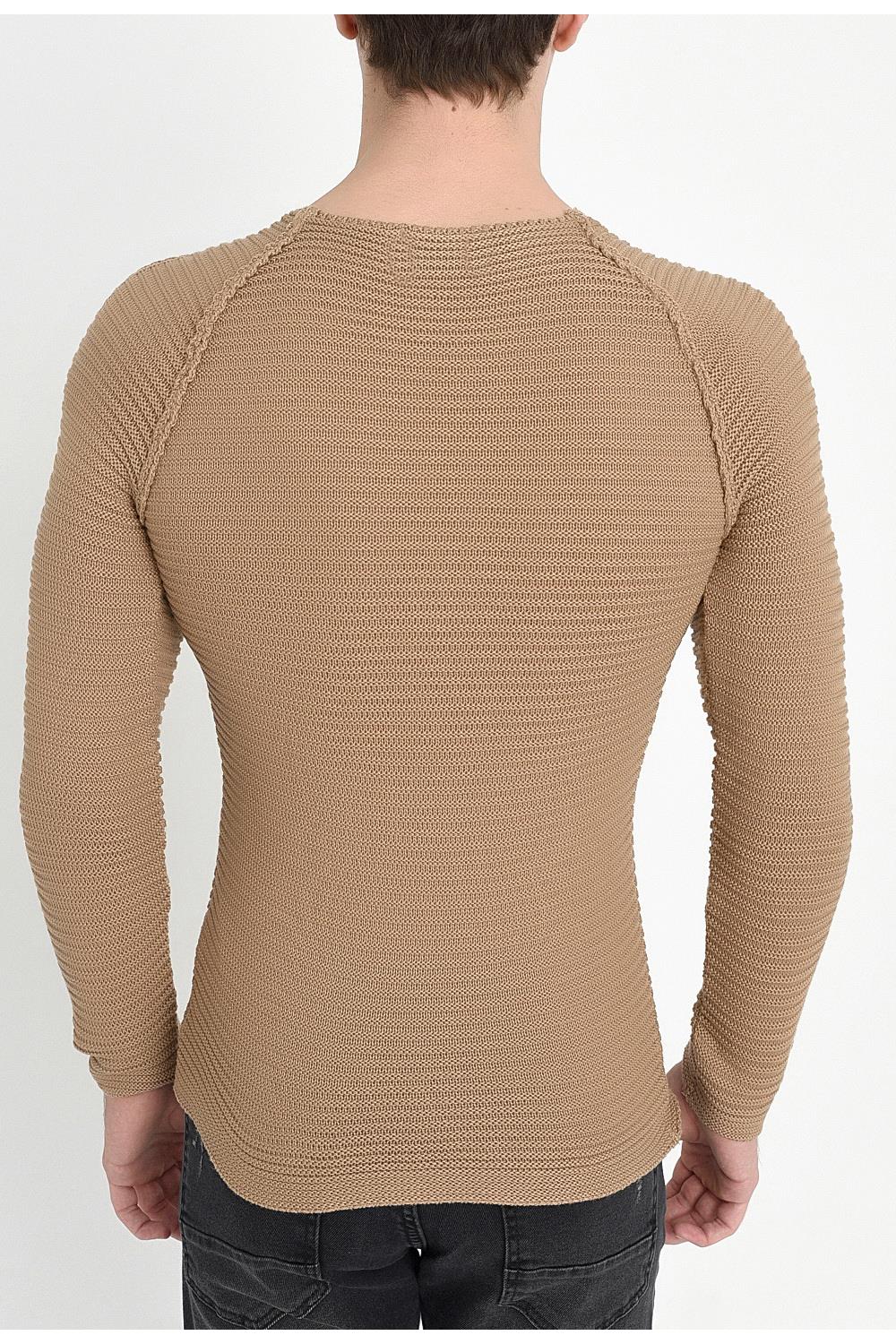 TR 807 Slim Fit Bej O Yaka Triko