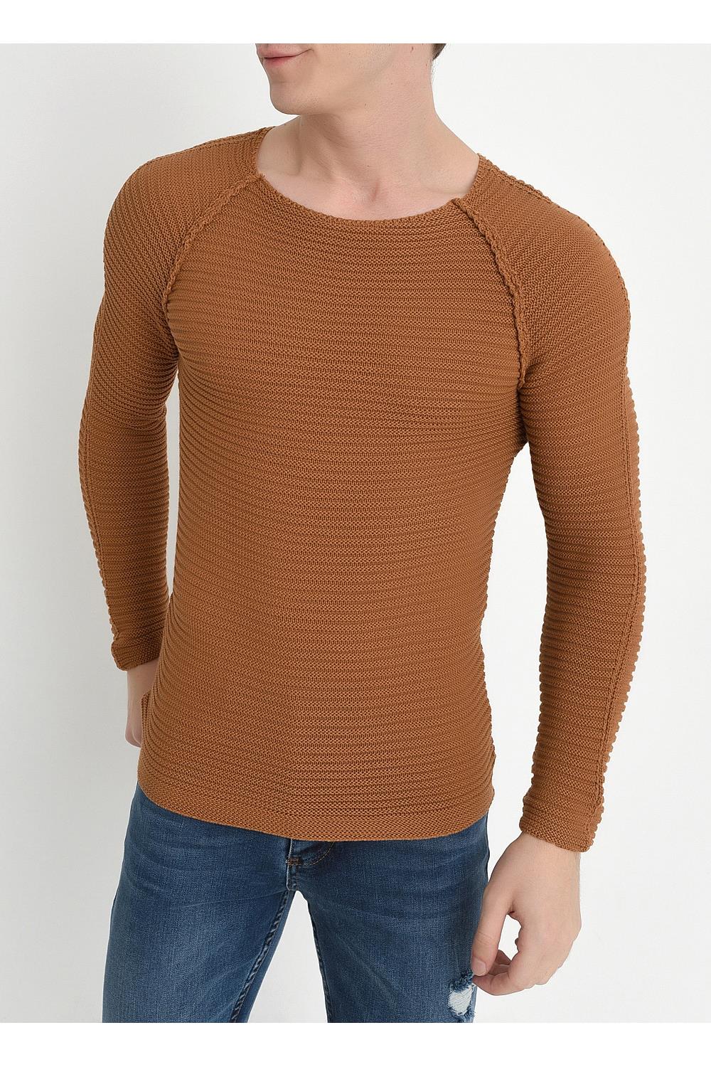 TR 807 Slim Fit Camel O Yaka Triko