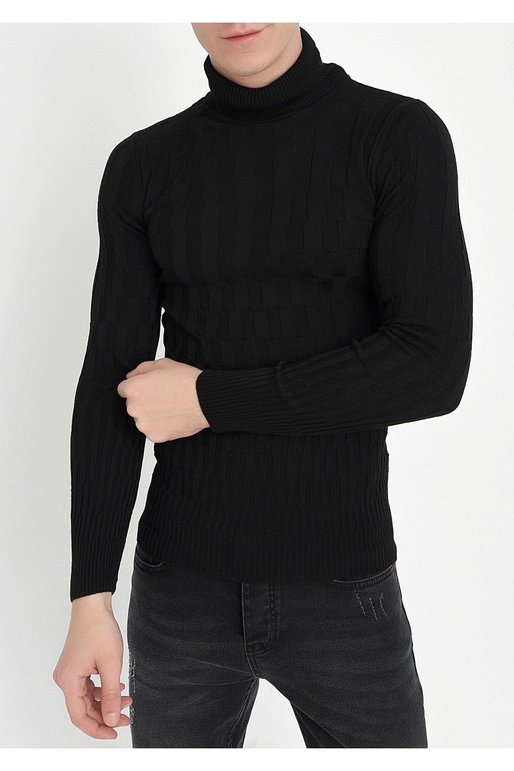 TR 819 Slim Fit Siyah O Yaka Triko