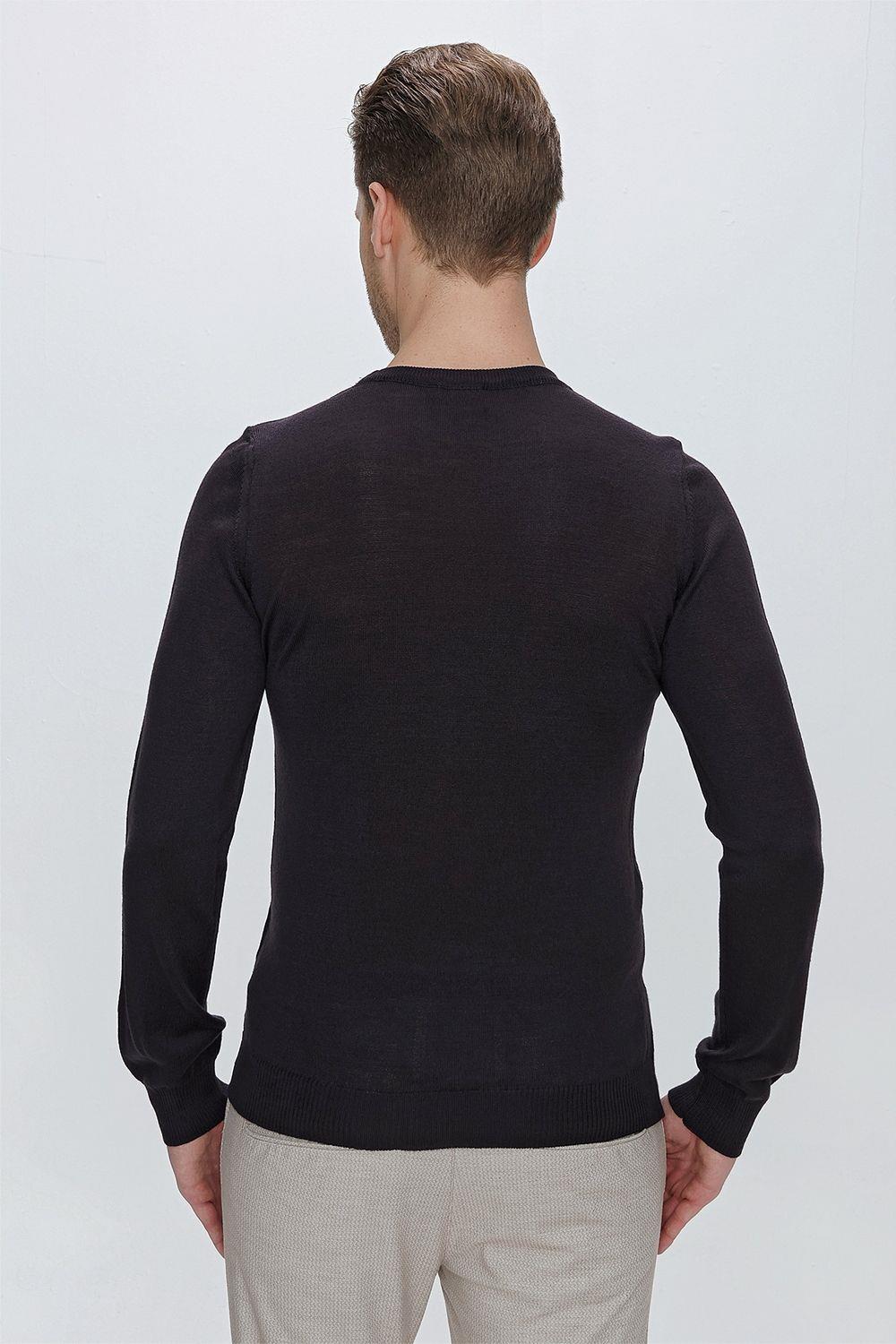 TR 840 Slim Fit Lacivert Klasik Triko