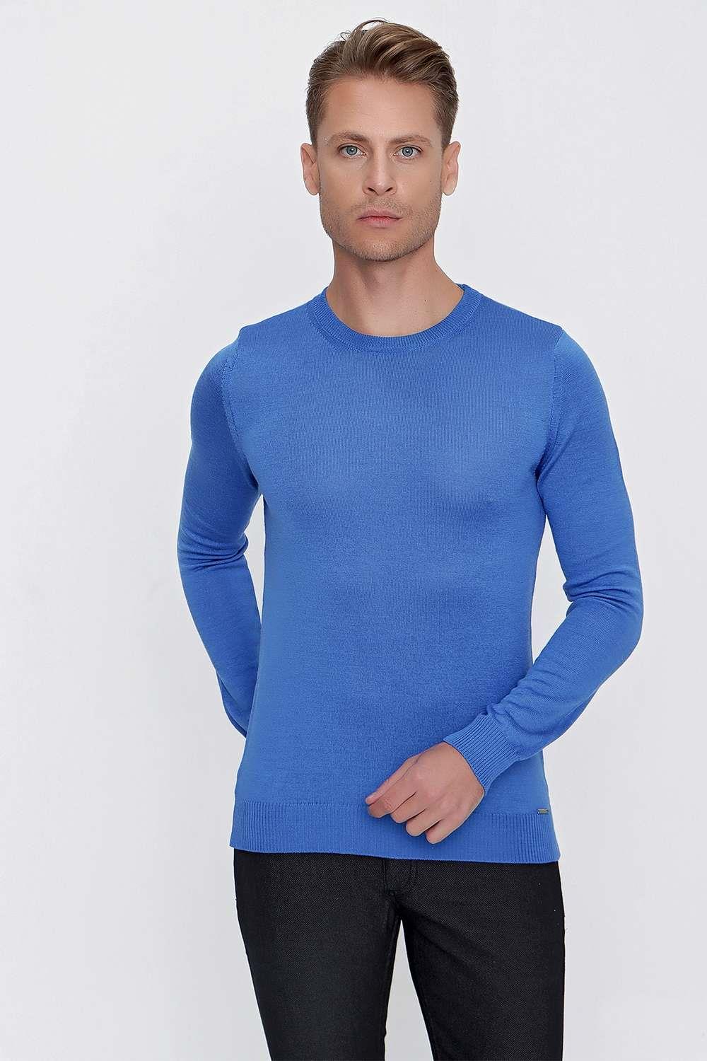 TR 840 Slim Fit Mavi Klasik Triko