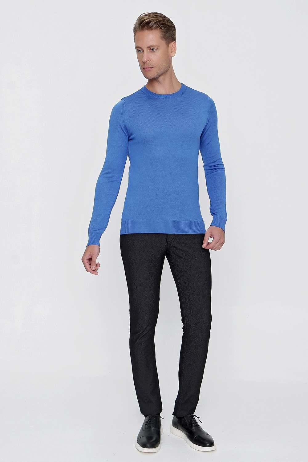 TR 840 Slim Fit Mavi Klasik Triko