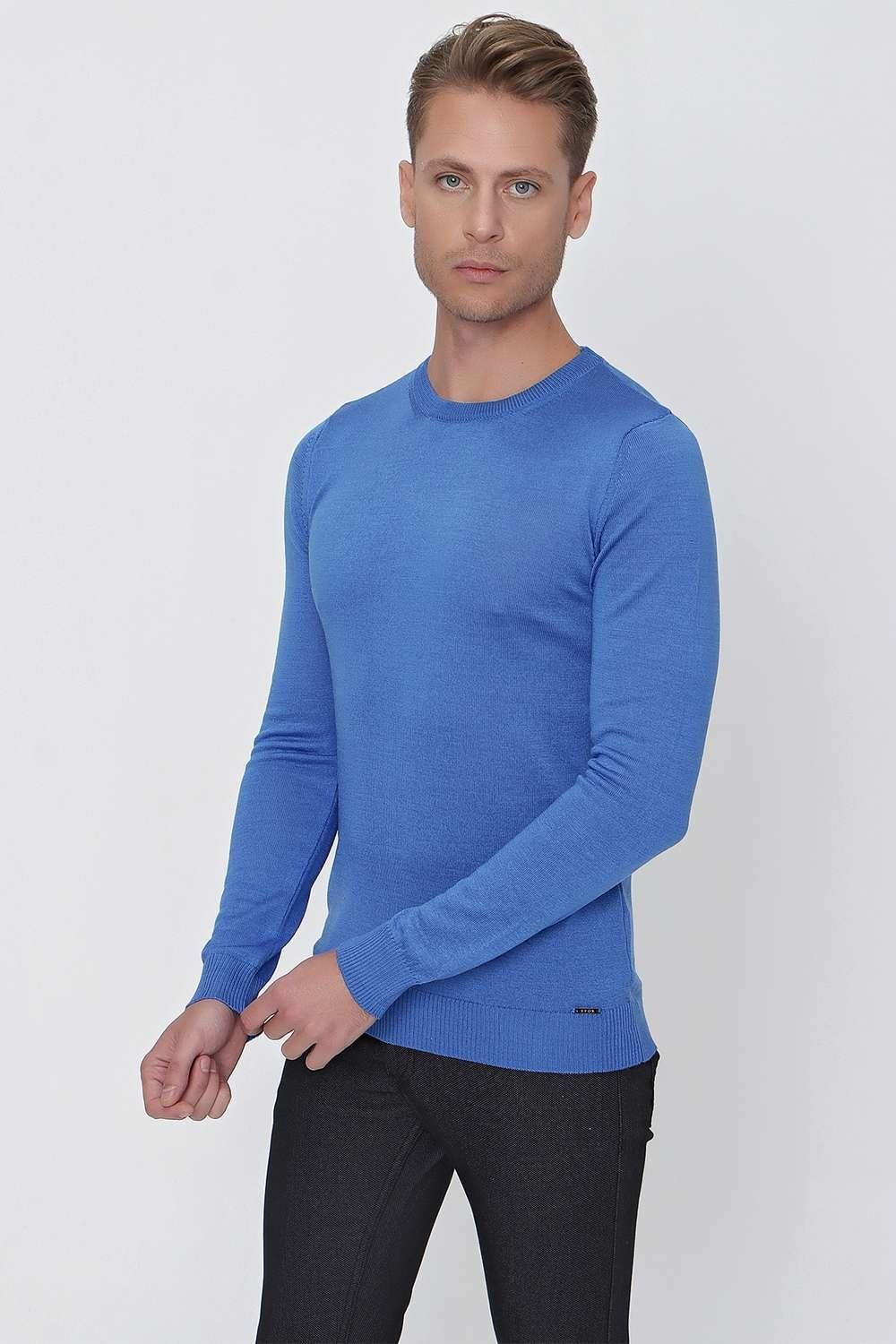 TR 840 Slim Fit Mavi Klasik Triko