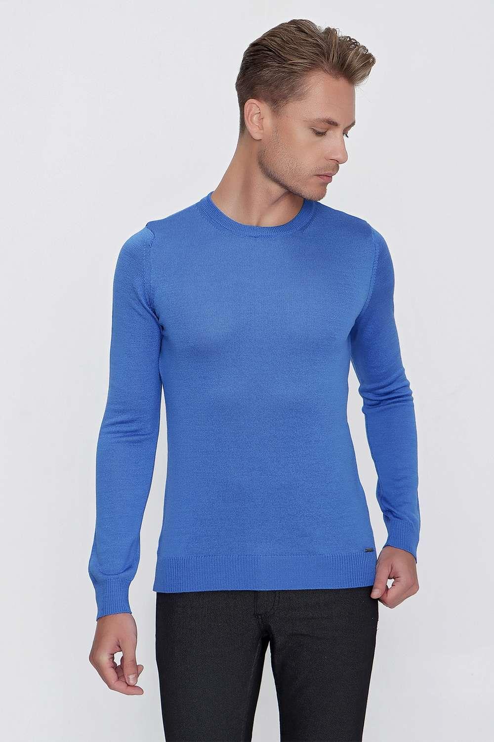 TR 840 Slim Fit Mavi Klasik Triko
