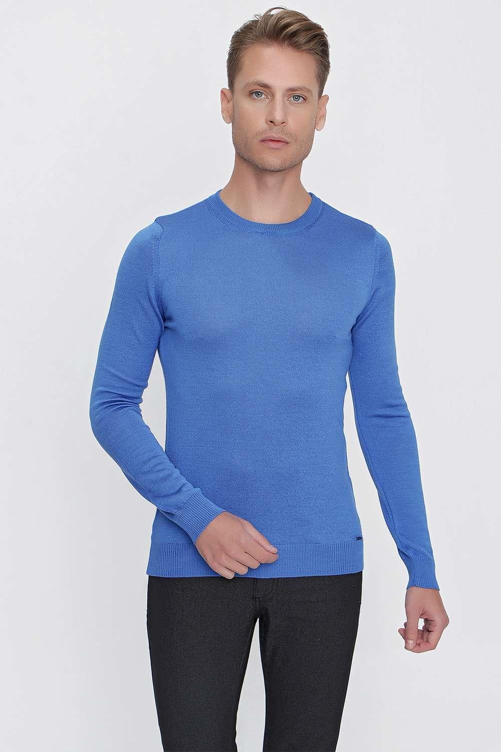 TR 840 Slim Fit Mavi Klasik Triko