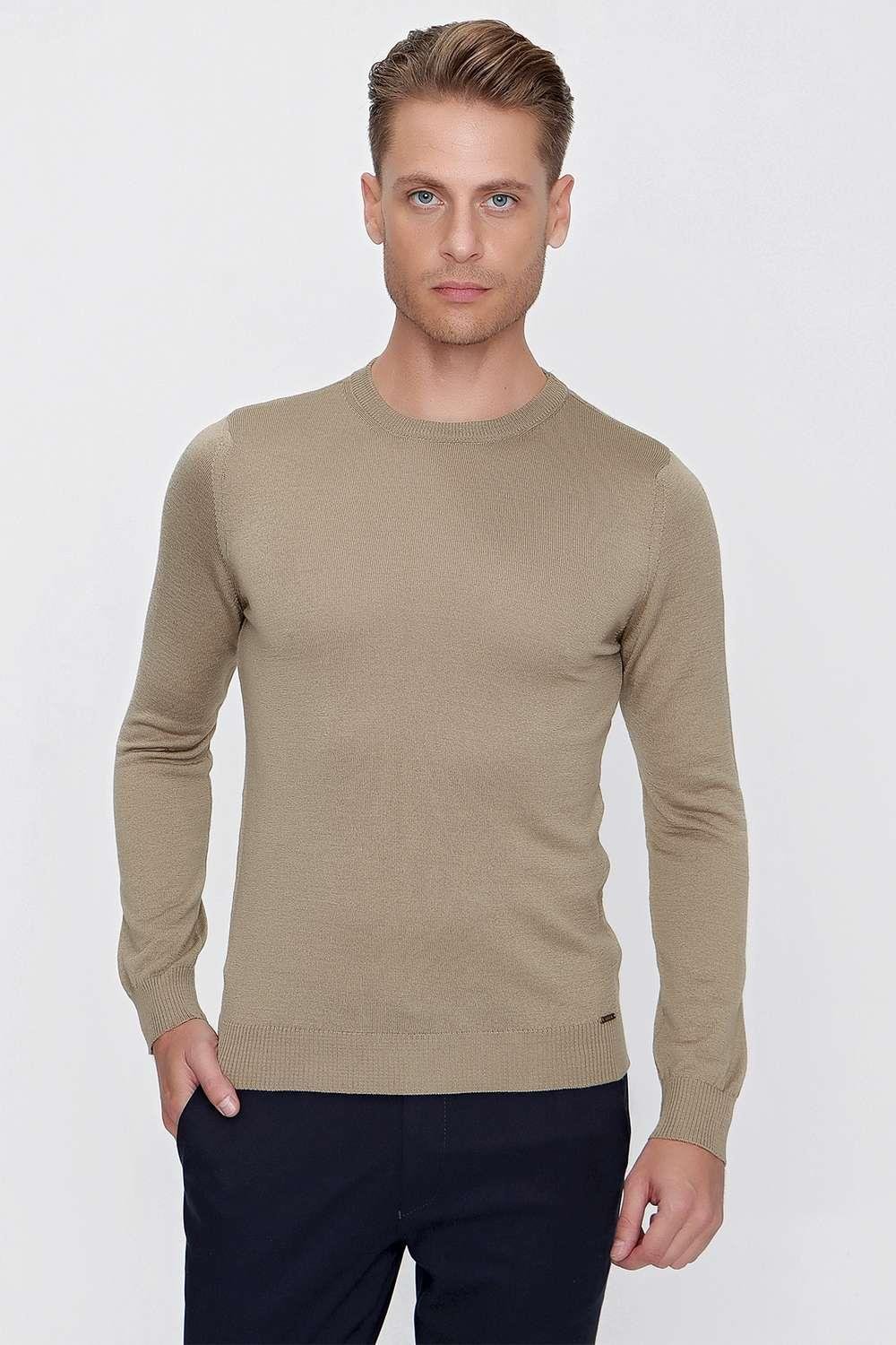 TR 840 Slim Fit Taş Klasik Triko
