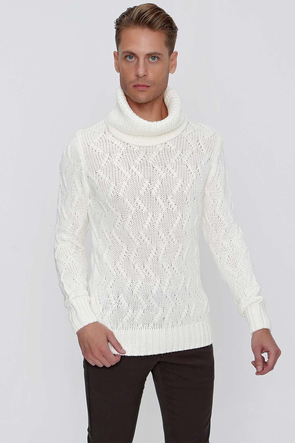 TR 844 Slim Fit Ekru Klasik Triko