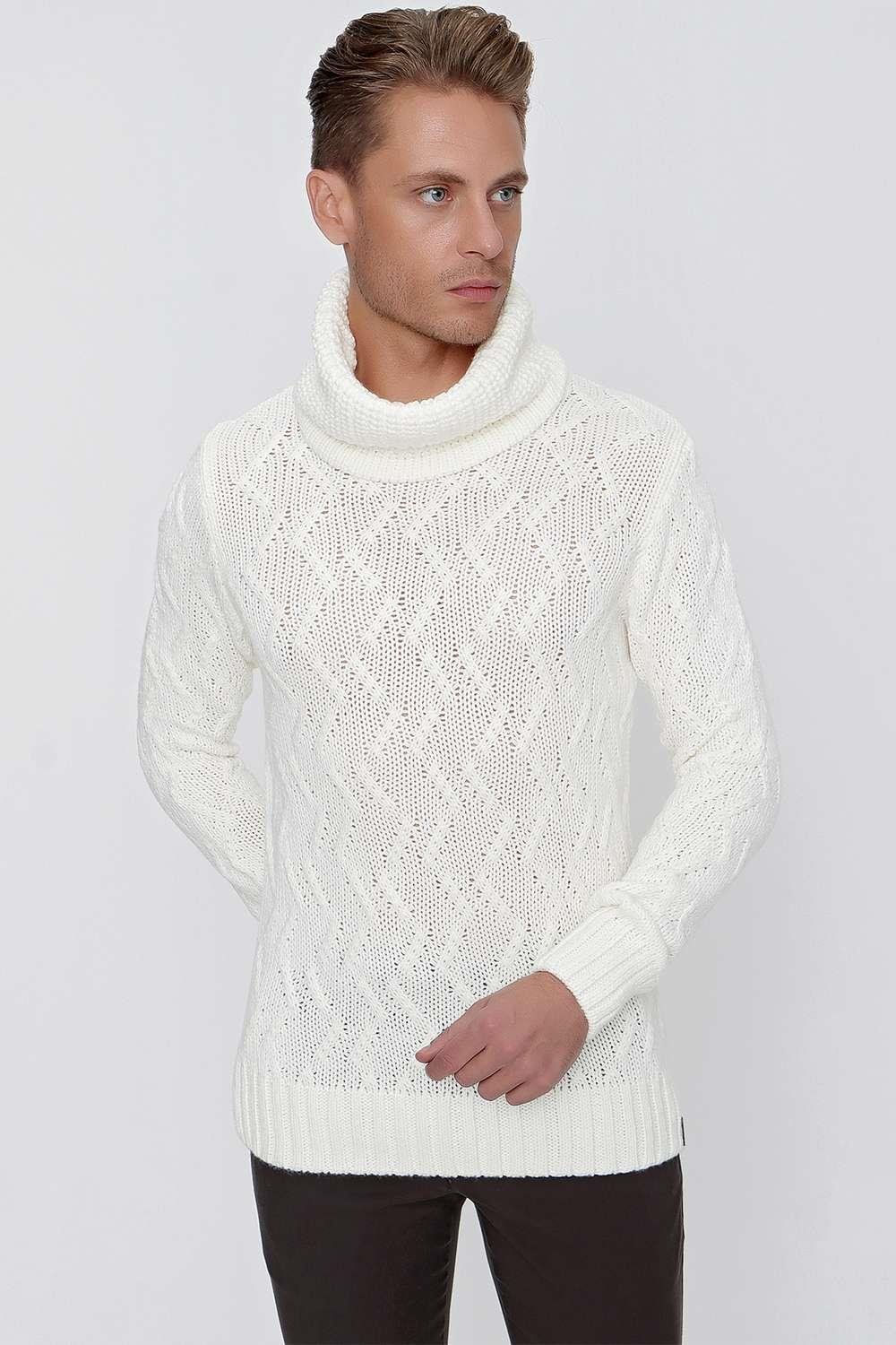 TR 844 Slim Fit Ekru Klasik Triko