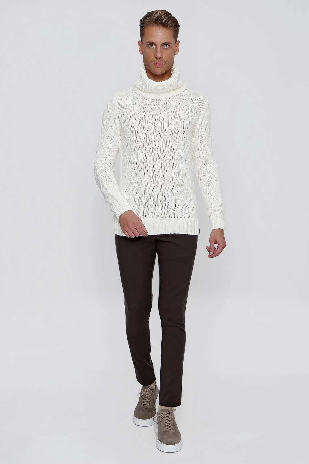 TR 844 Slim Fit Ekru Klasik Triko