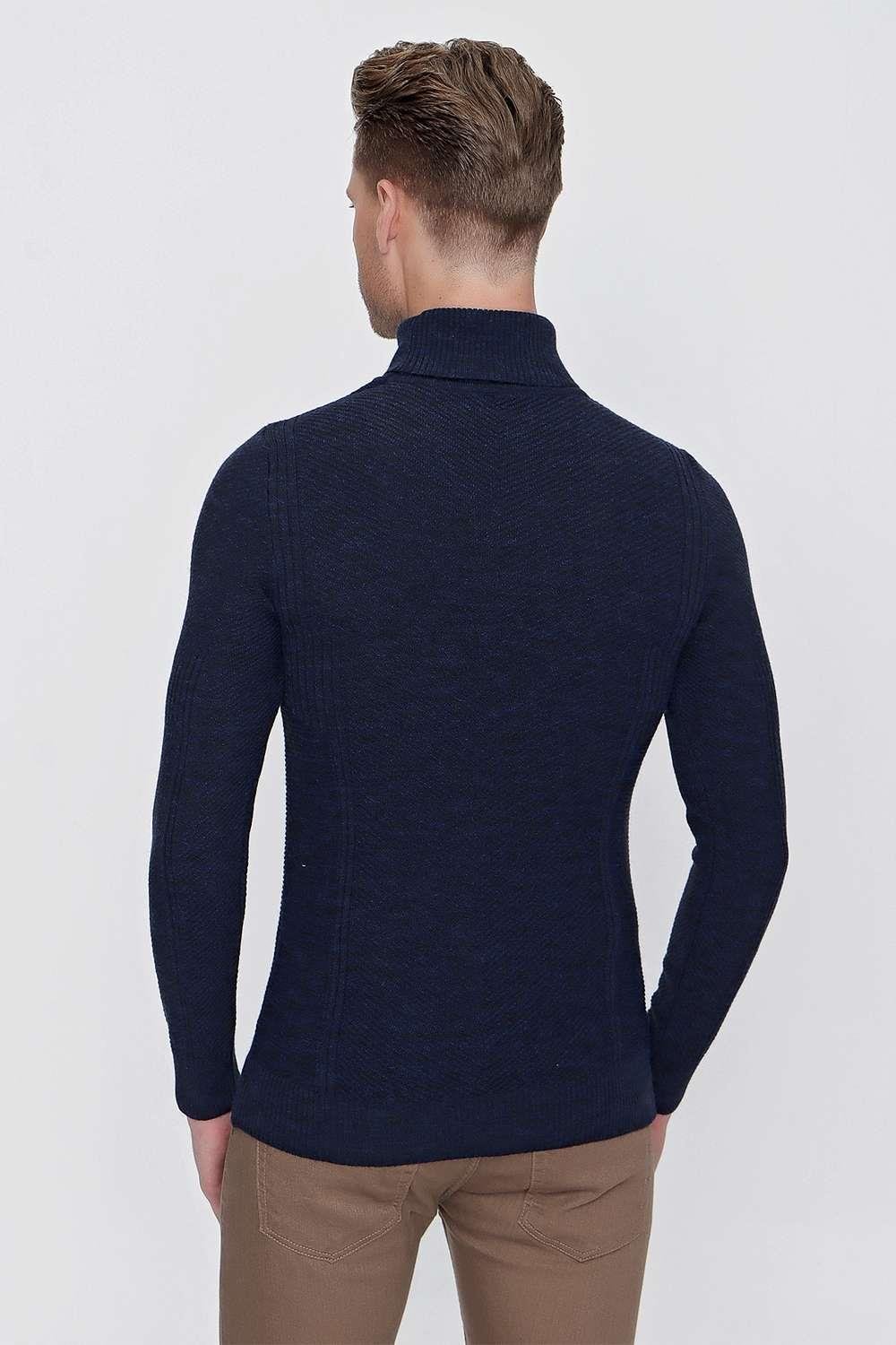 TR 847 Slim Fit Lacivert Klasik Triko