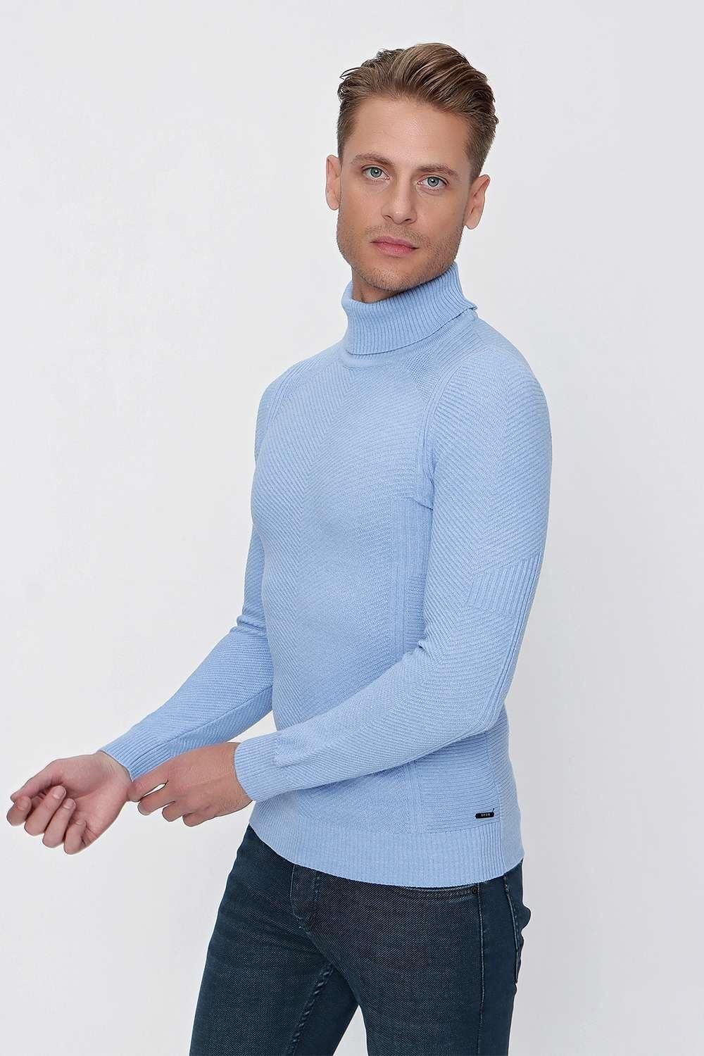 TR 847 Slim Fit Mavi Klasik Triko